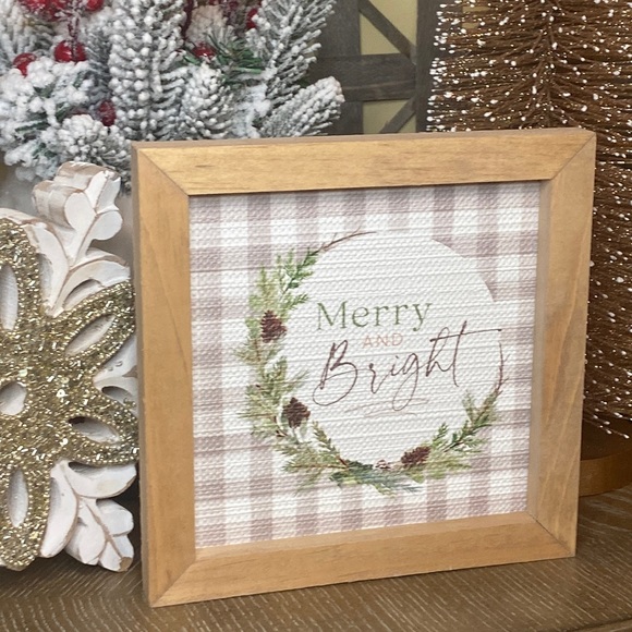 NEW! Farmhouse Holiday Farmhouse Gray & White Buffalo Check Christmas Sign - Picture 1 of 5